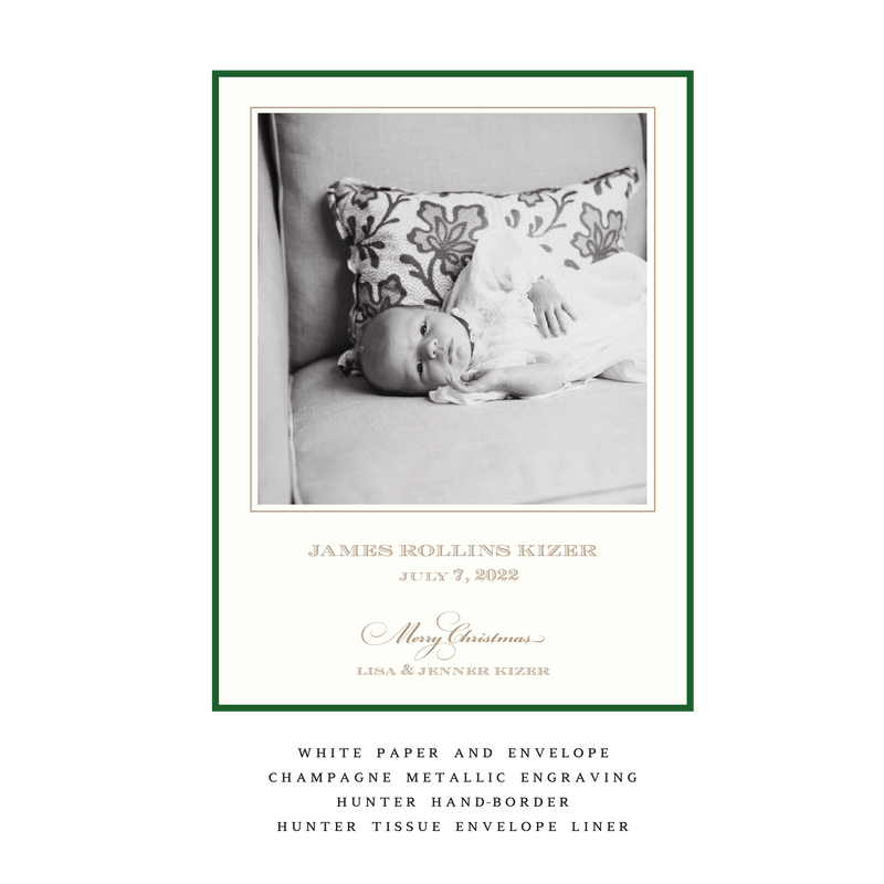 Laurel Medium Luxe Birth Announcement Holiday Card