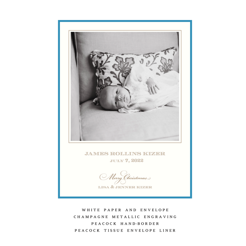 Laurel Medium Luxe Birth Announcement Holiday Card
