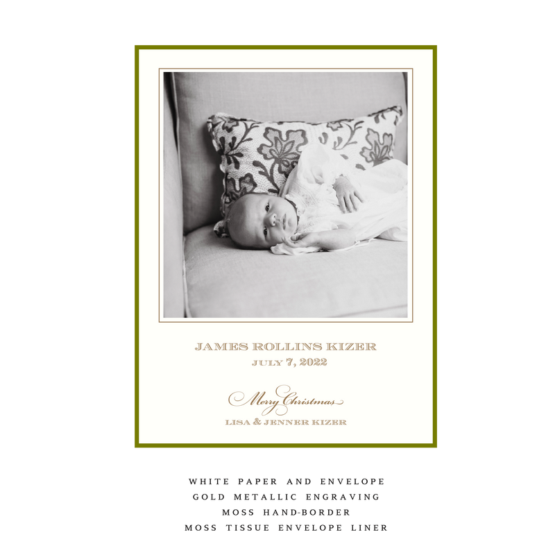 Laurel Medium Luxe Birth Announcement Holiday Card