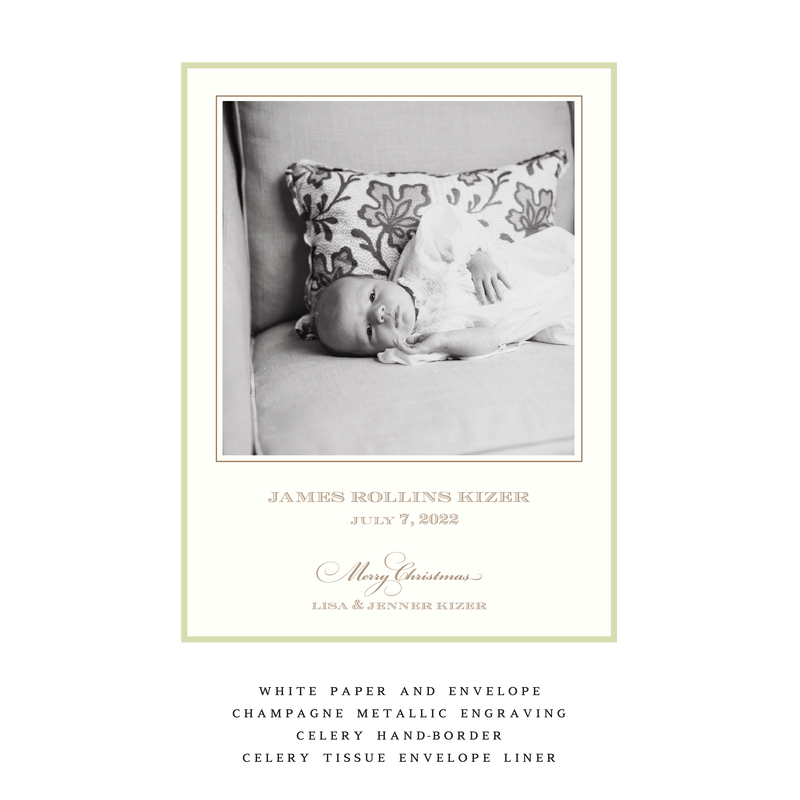 Laurel Medium Luxe Birth Announcement Holiday Card
