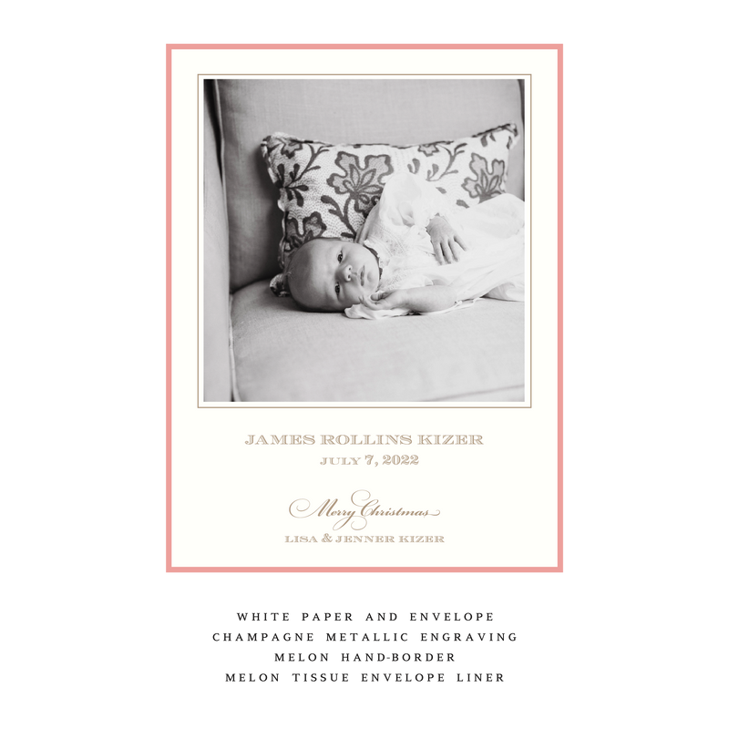 Laurel Medium Luxe Birth Announcement Holiday Card