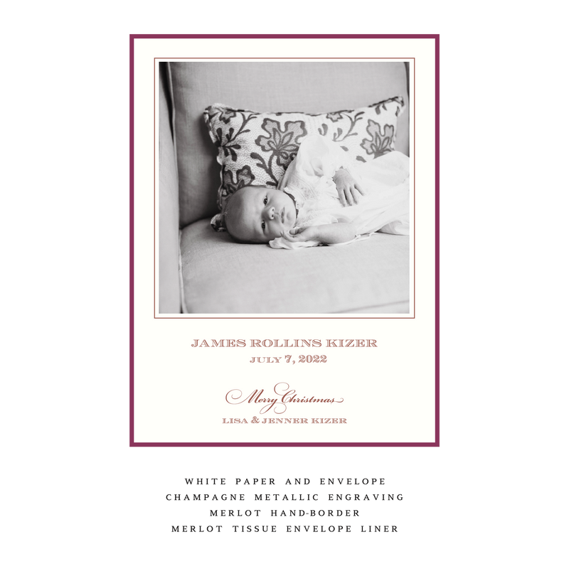 Laurel Medium Luxe Birth Announcement Holiday Card