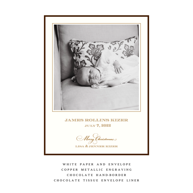 Laurel Medium Luxe Birth Announcement Holiday Card