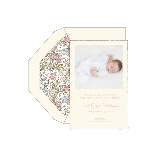 Leah Letterpress Birth Announcement