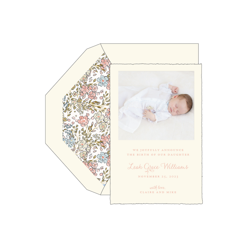 Leah Letterpress Birth Announcement