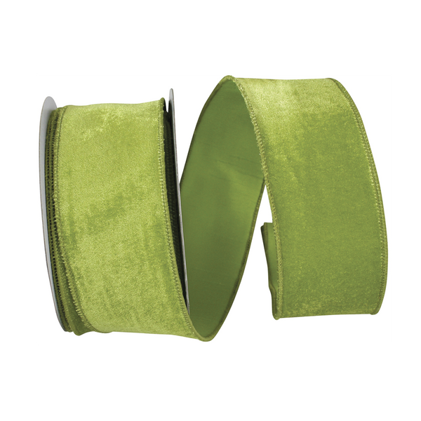 Lime Plush Velvet Wired Ribbon