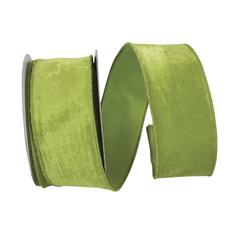 Lime Plush Velvet Wired Ribbon