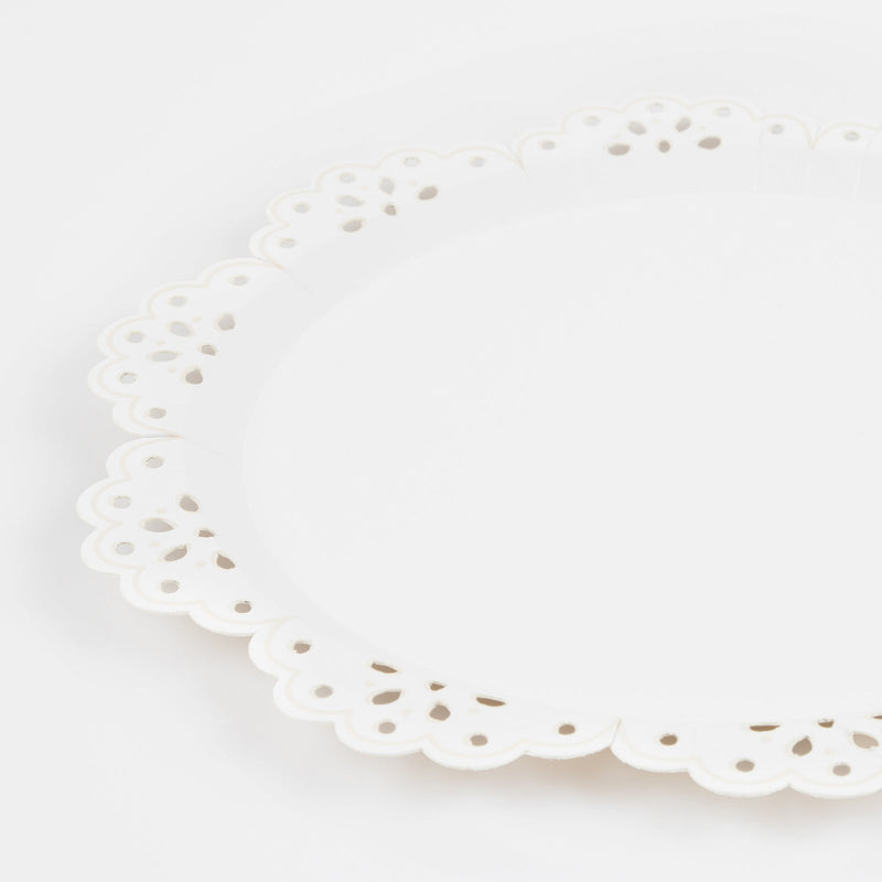 Broderie Anglaise Lace White Paper Side Plates