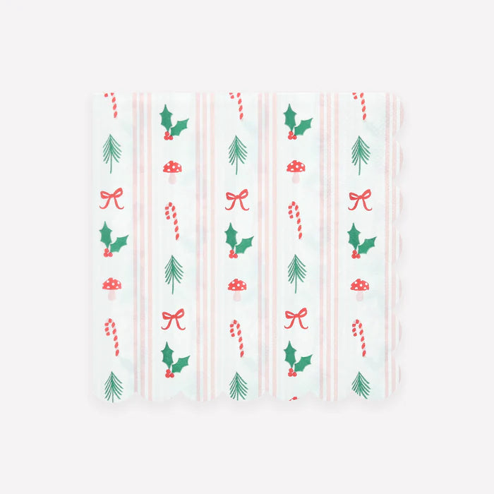 Festive Icon Stripes Dinner Napkin