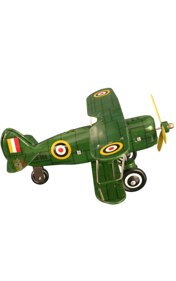 Green "Curtis" biplane Tin Toy