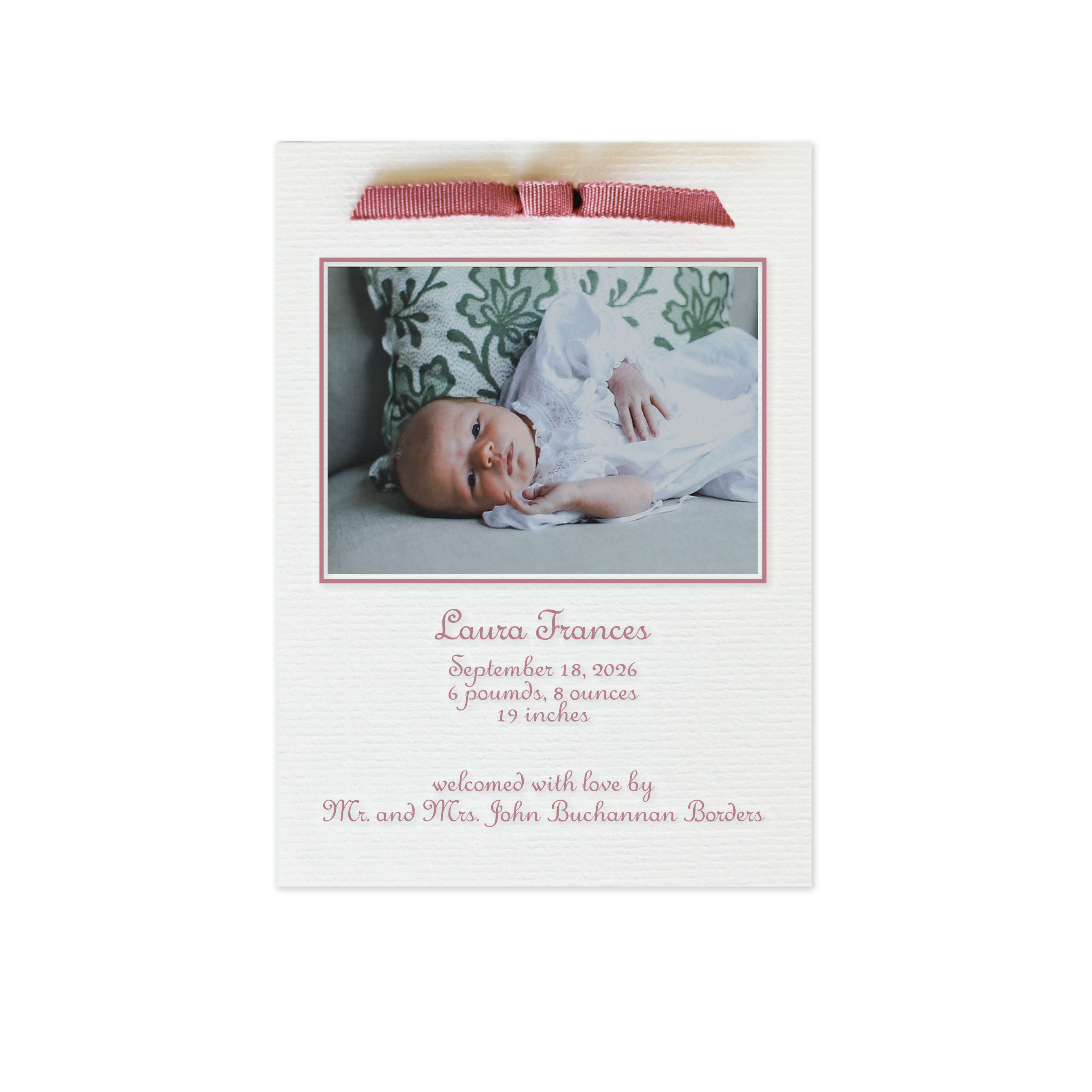 Campbell Ribbon Photo Birth Announcement
