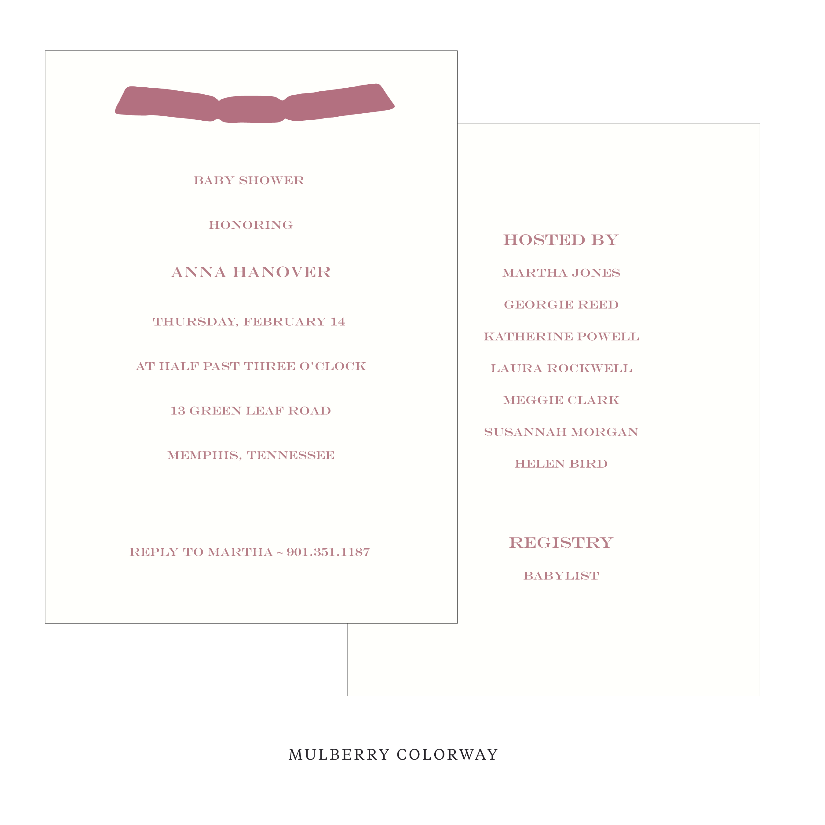 Hampstead Ribbon Baby Shower Invitation