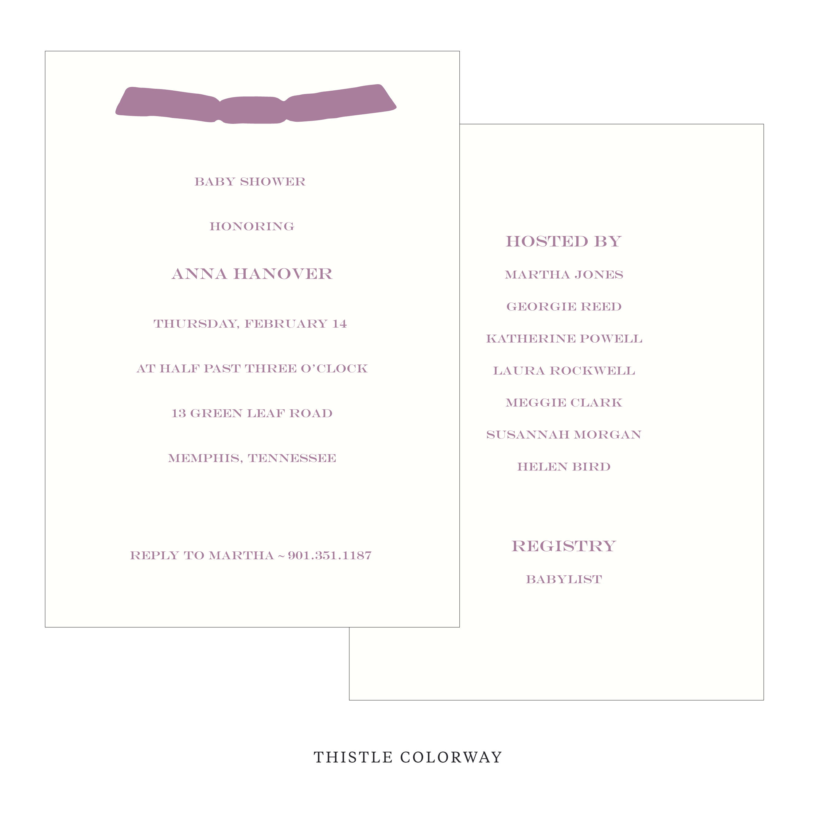 Hampstead Ribbon Baby Shower Invitation