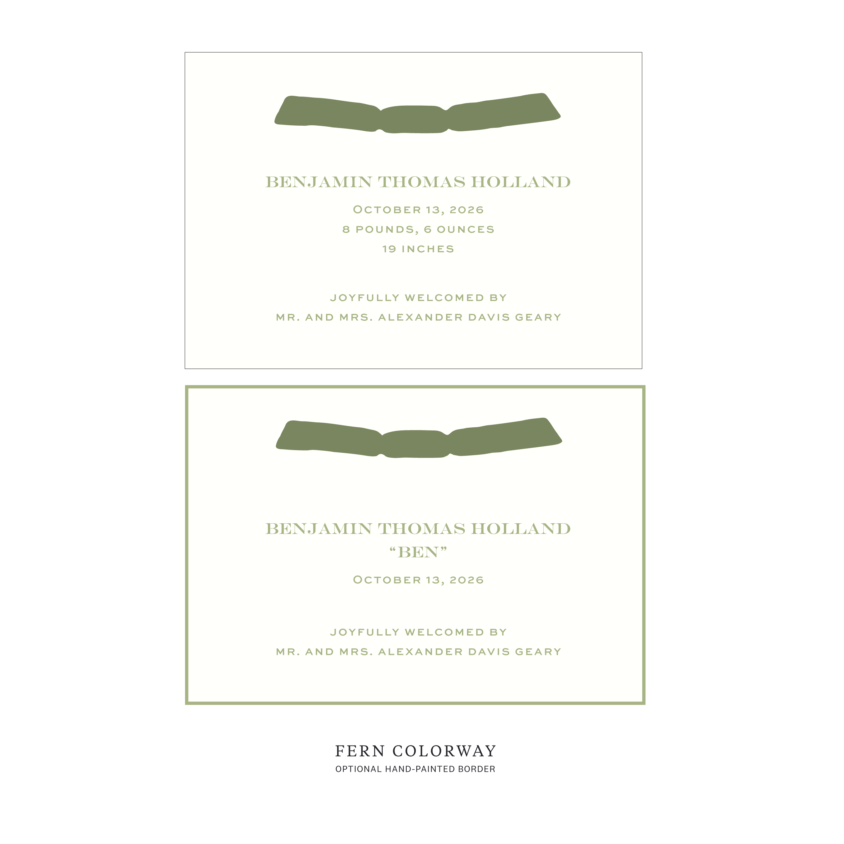 Hampstead Ribbon Birth Announcement