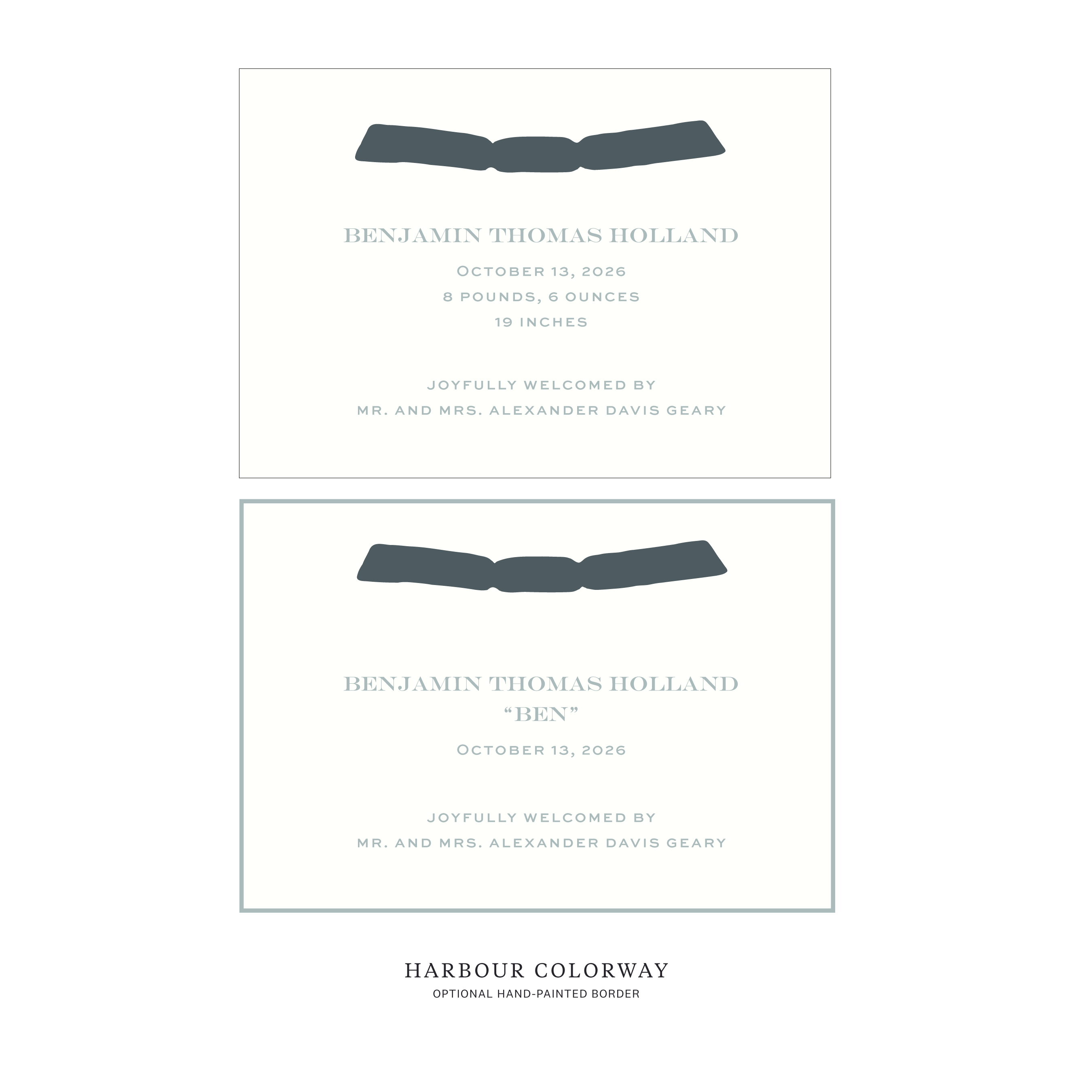 Hampstead Ribbon Birth Announcement