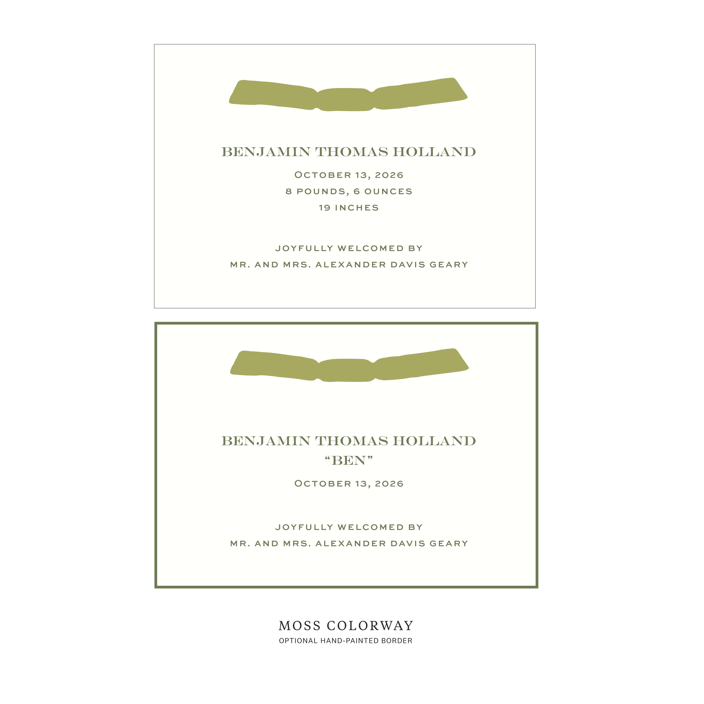 Hampstead Ribbon Birth Announcement