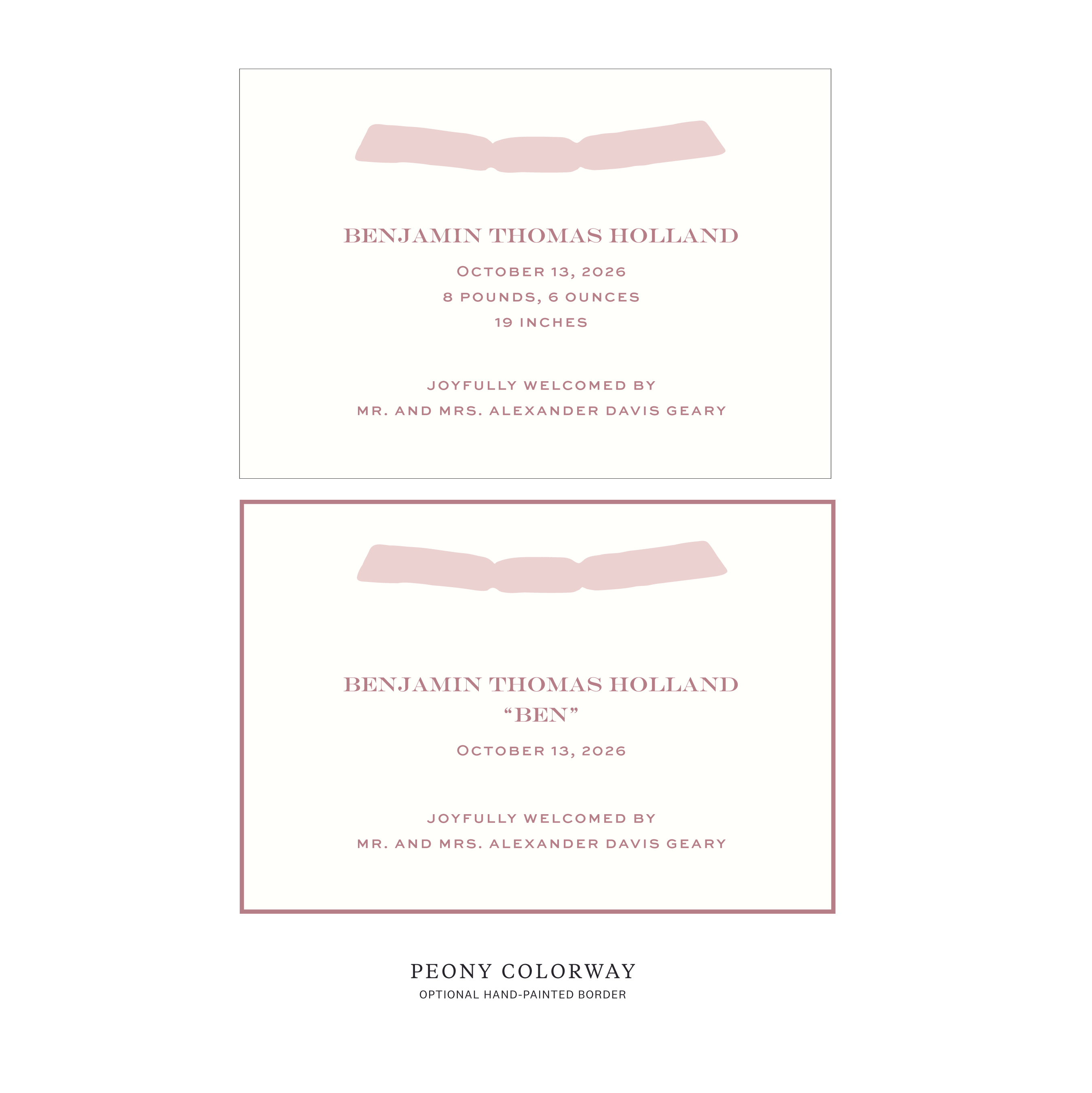 Hampstead Ribbon Birth Announcement