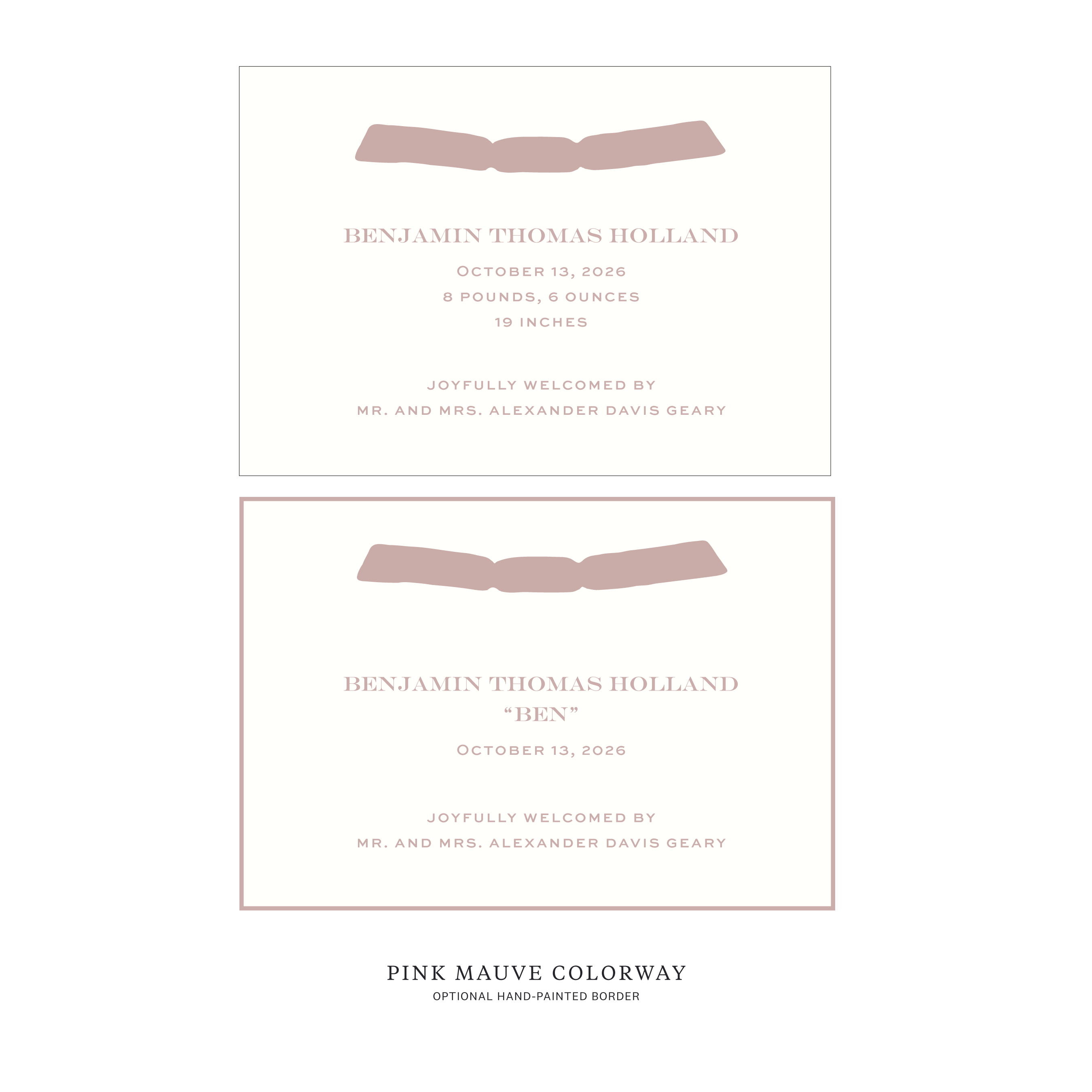 Hampstead Ribbon Birth Announcement