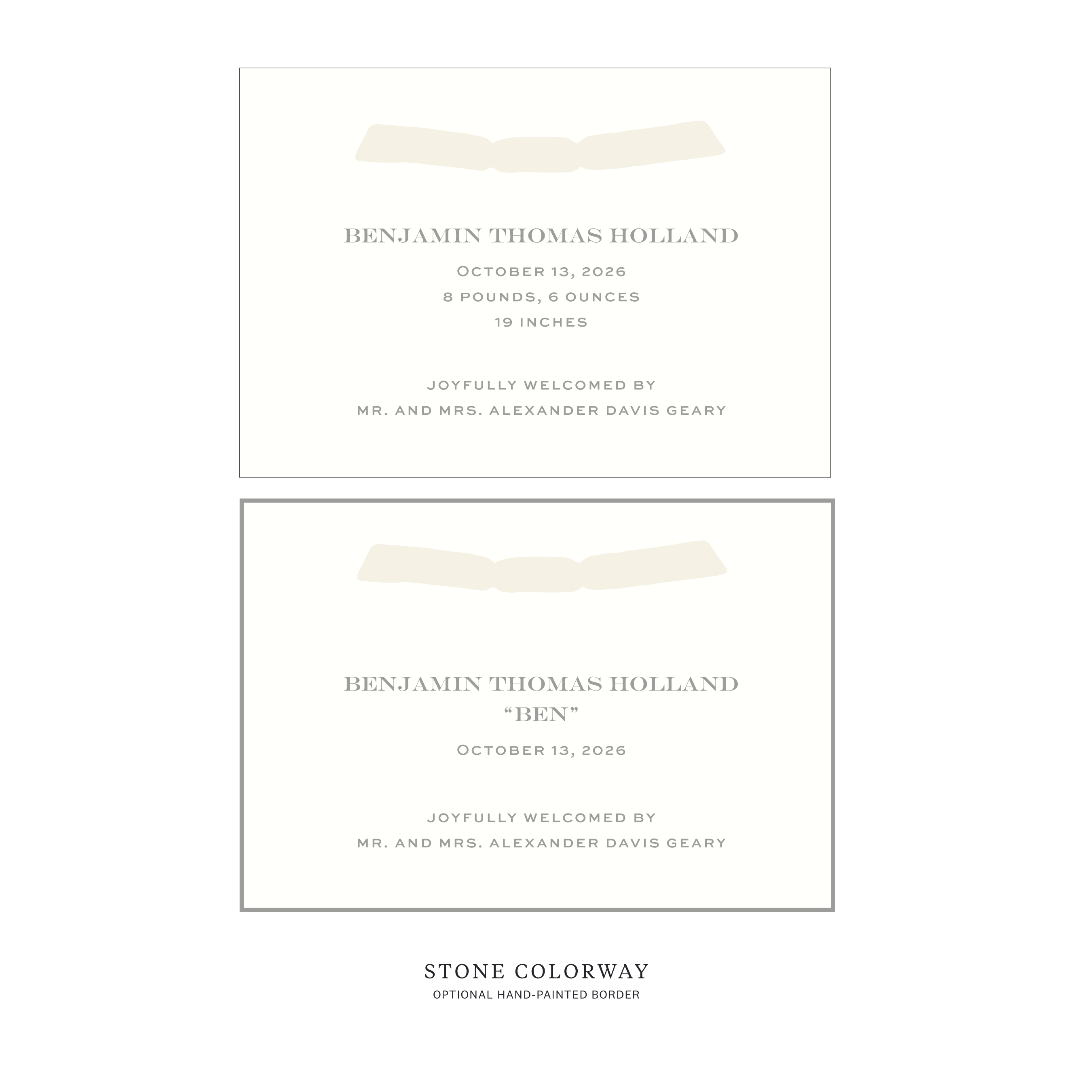 Hampstead Ribbon Birth Announcement