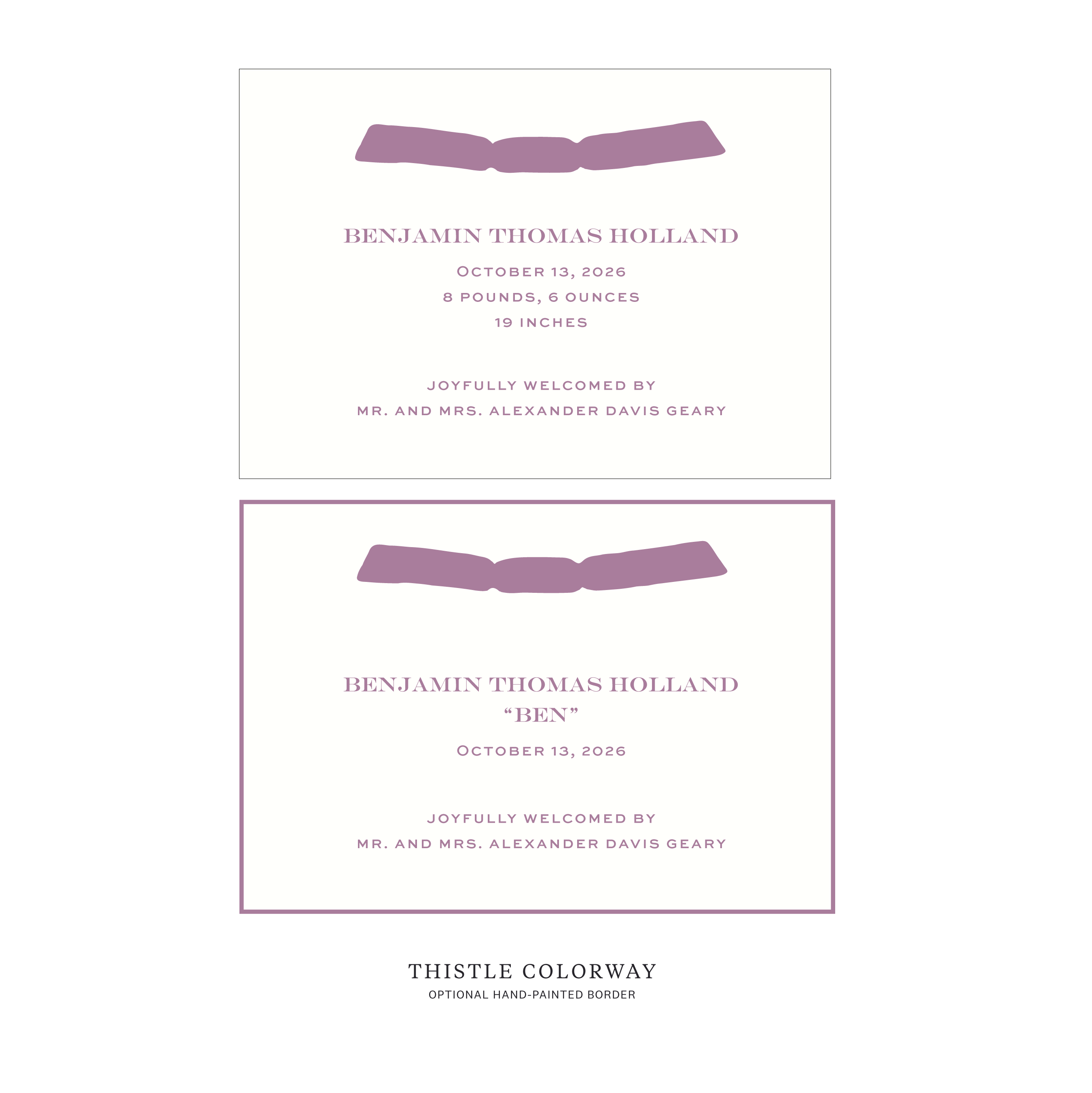 Hampstead Ribbon Birth Announcement