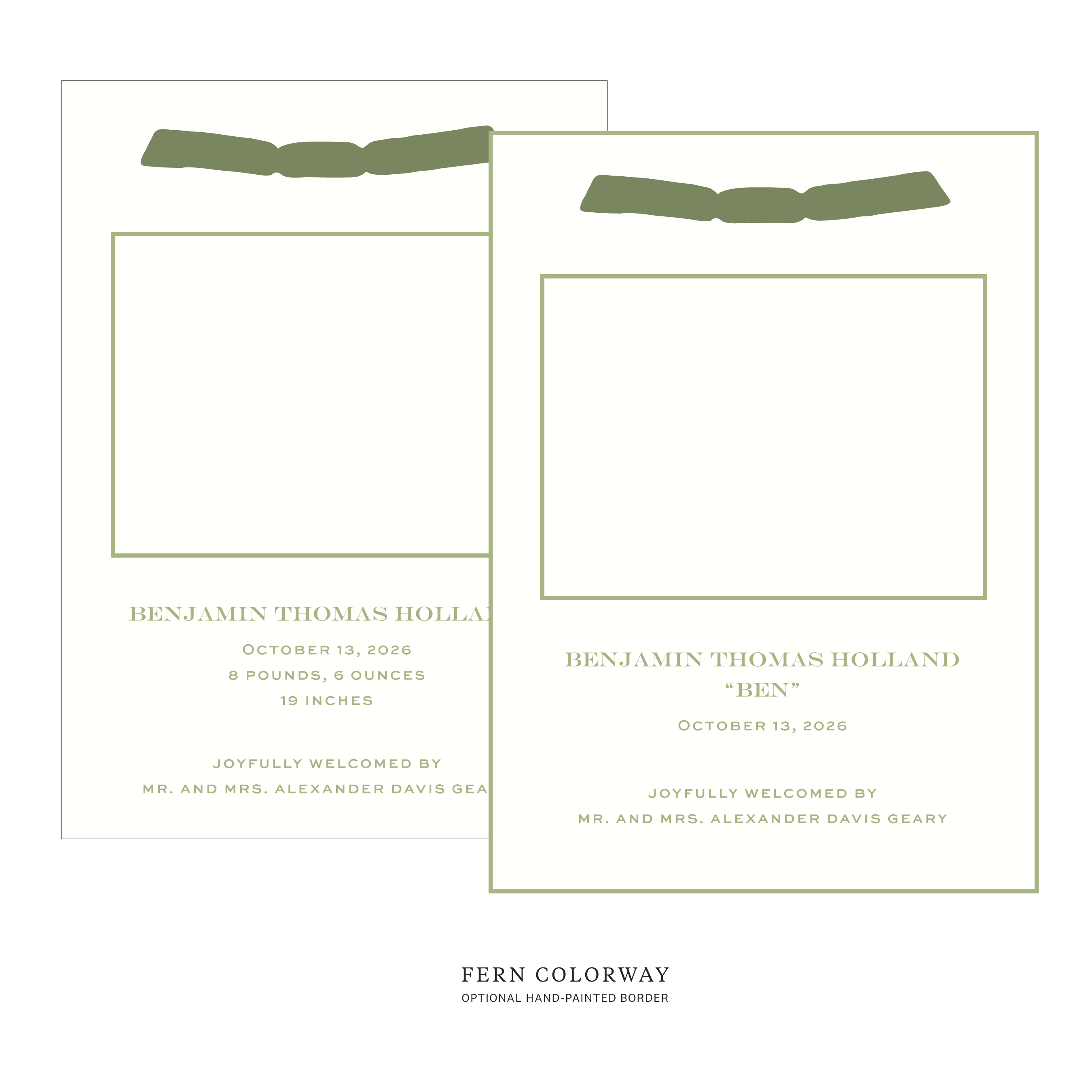 Hampstead Ribbon Photo Birth Announcement
