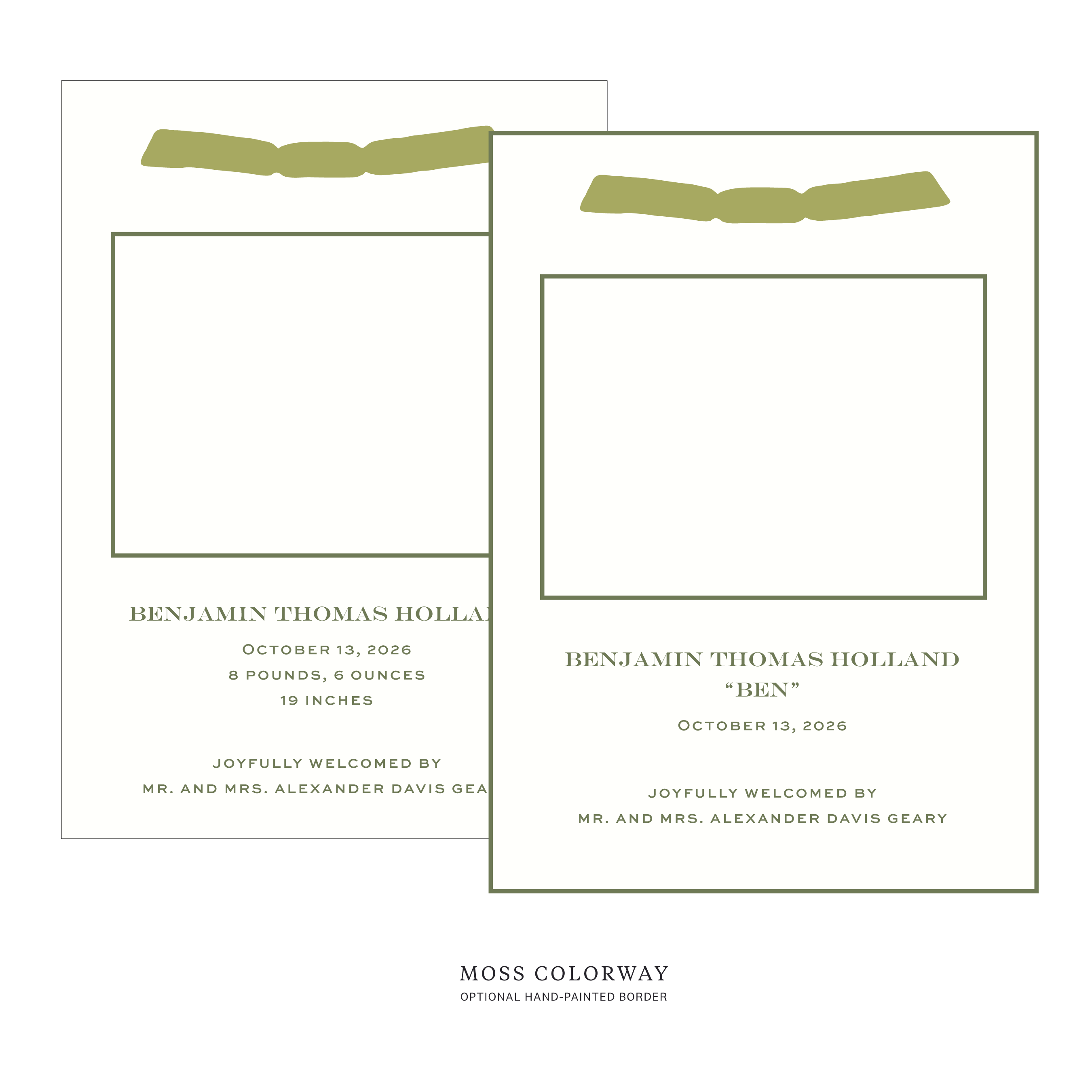 Hampstead Ribbon Photo Birth Announcement