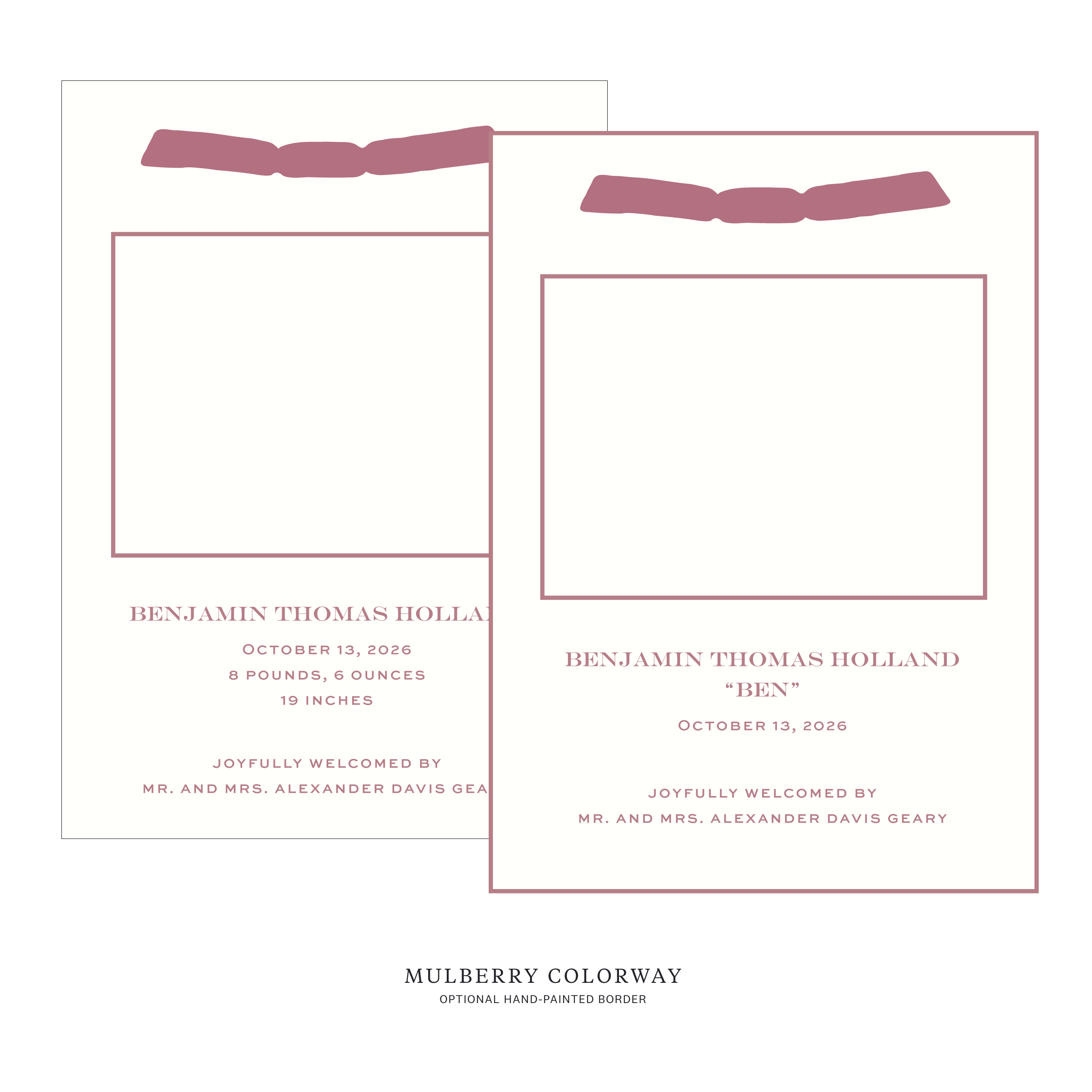 Hampstead Ribbon Photo Birth Announcement