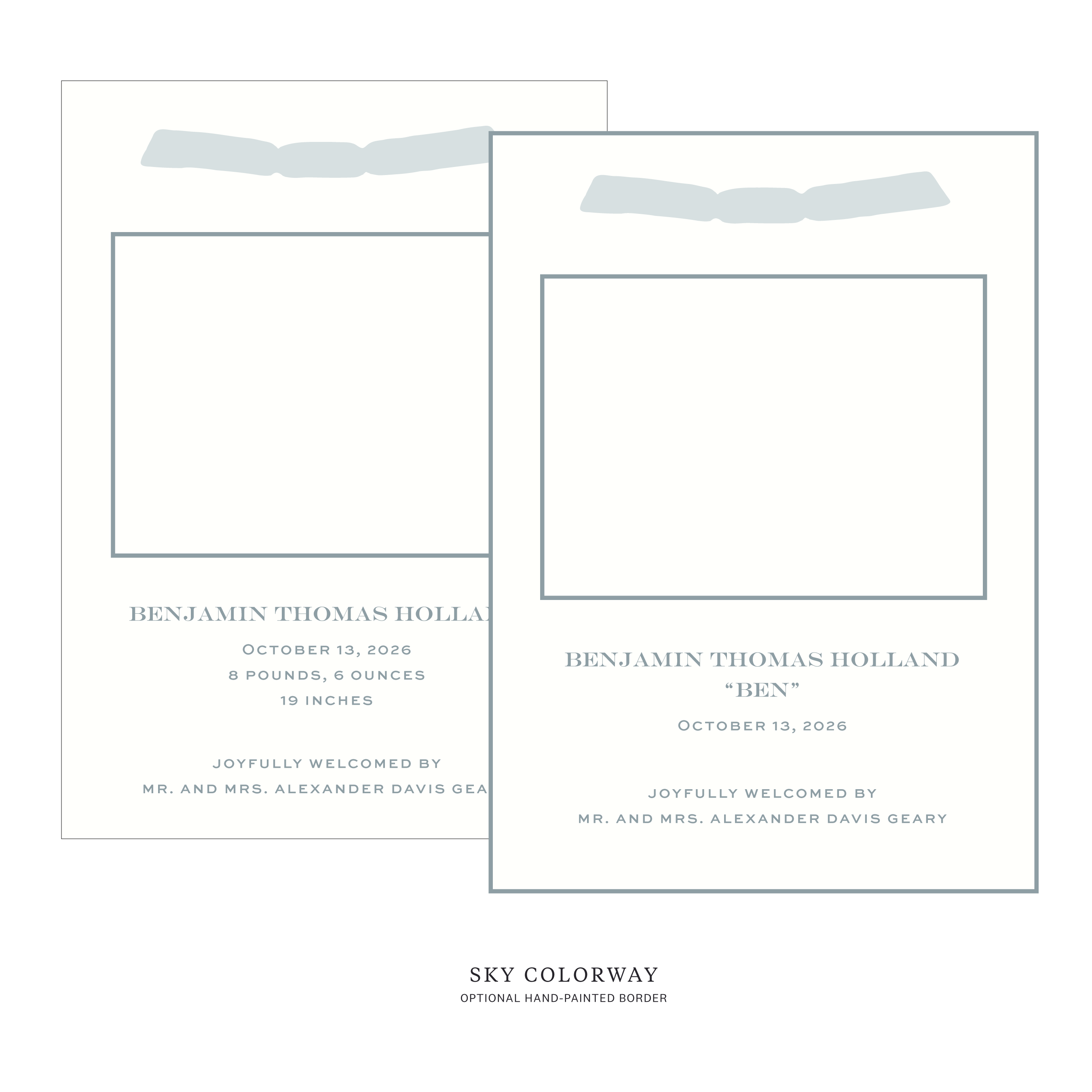 Hampstead Ribbon Photo Birth Announcement