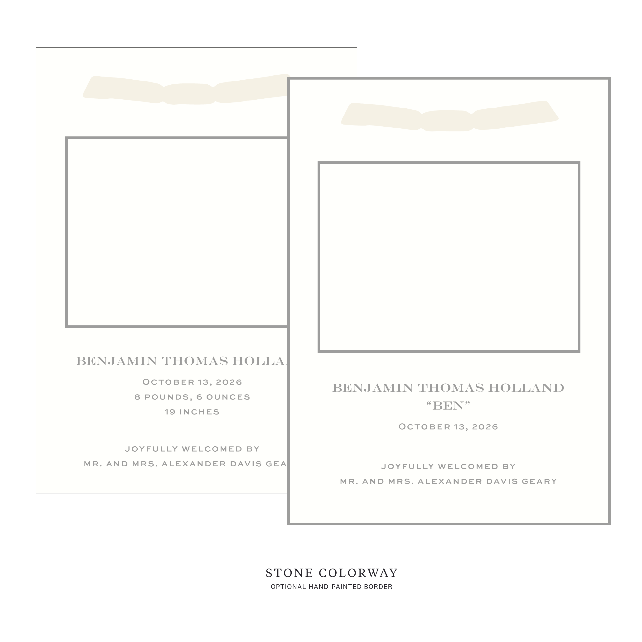 Hampstead Ribbon Photo Birth Announcement
