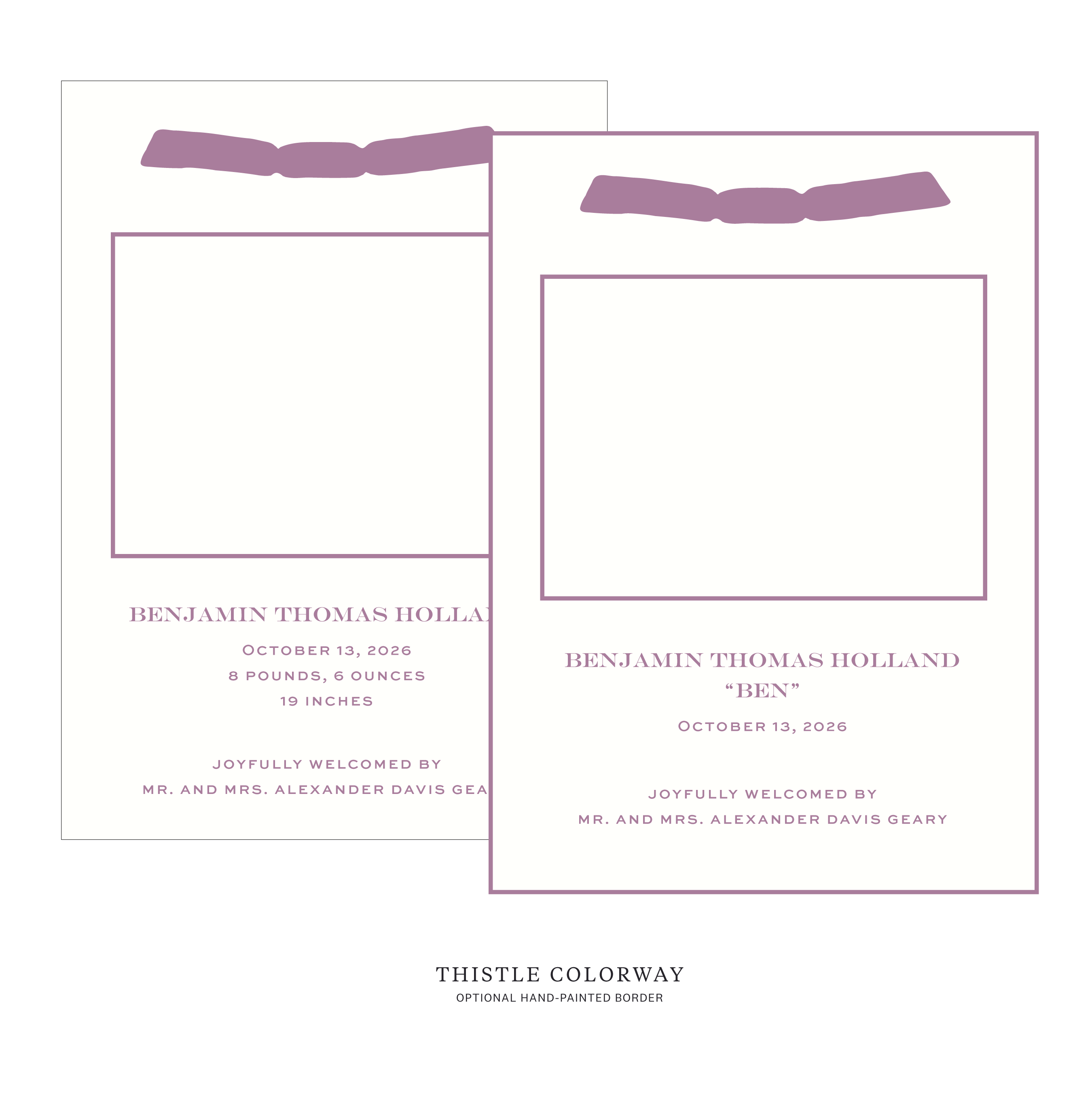 Hampstead Ribbon Photo Birth Announcement