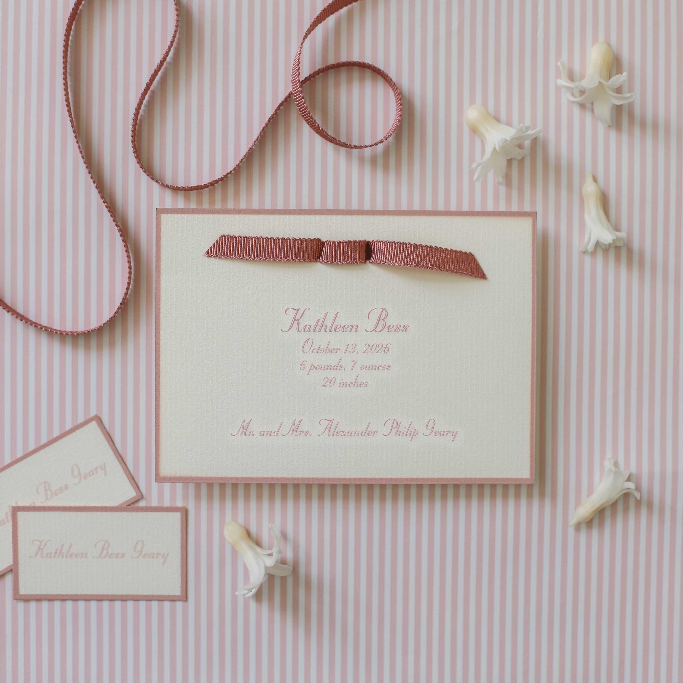 Mayfair Ribbon Birth Announcement