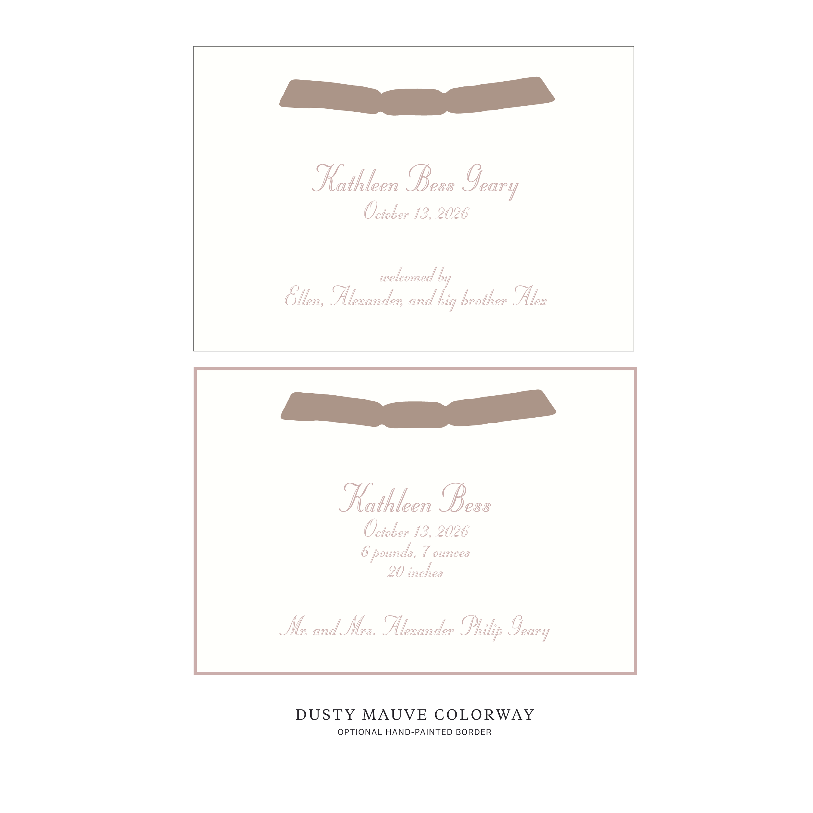 Mayfair Ribbon Birth Announcement