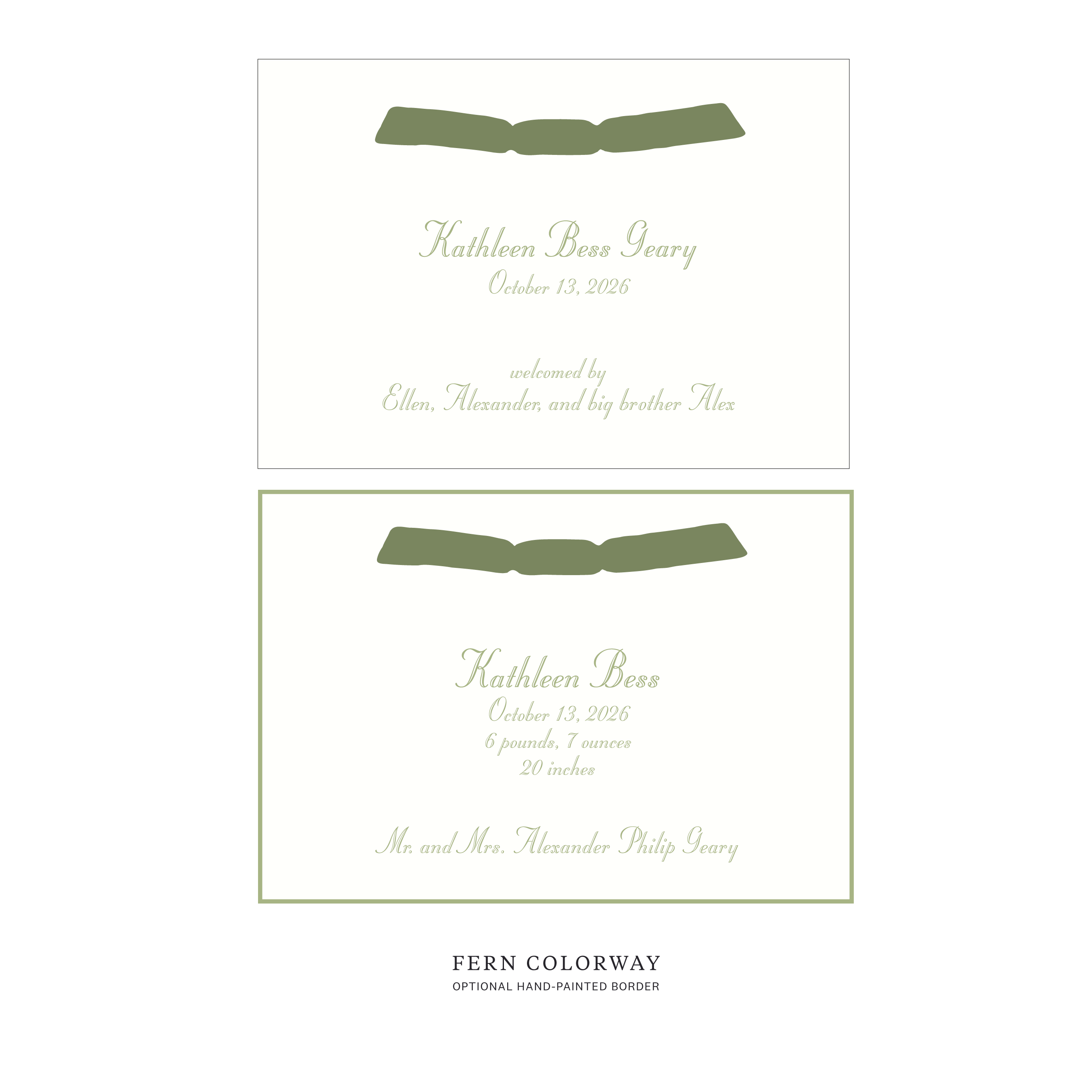 Mayfair Ribbon Birth Announcement