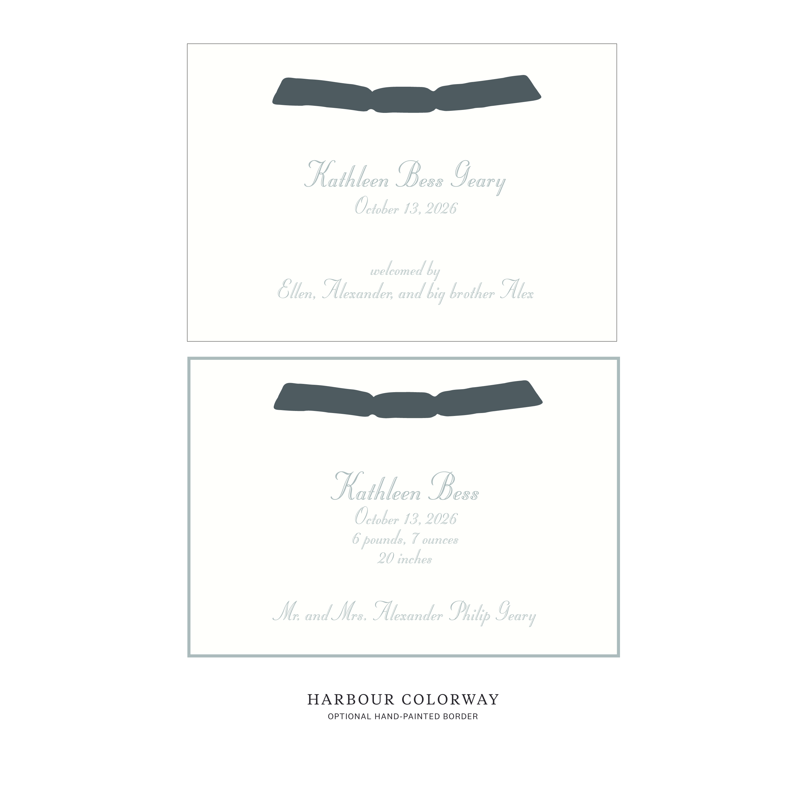 Mayfair Ribbon Birth Announcement