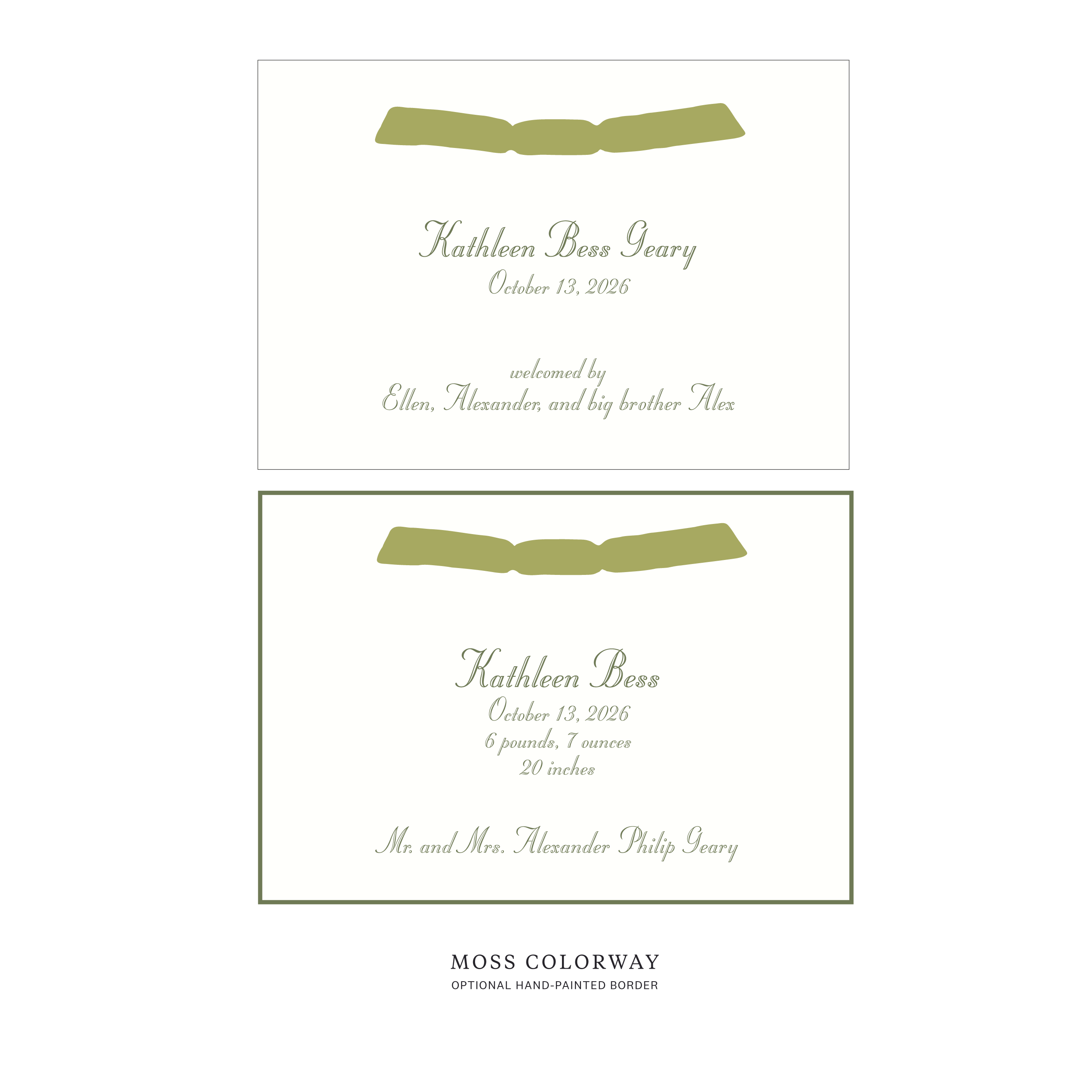 Mayfair Ribbon Birth Announcement