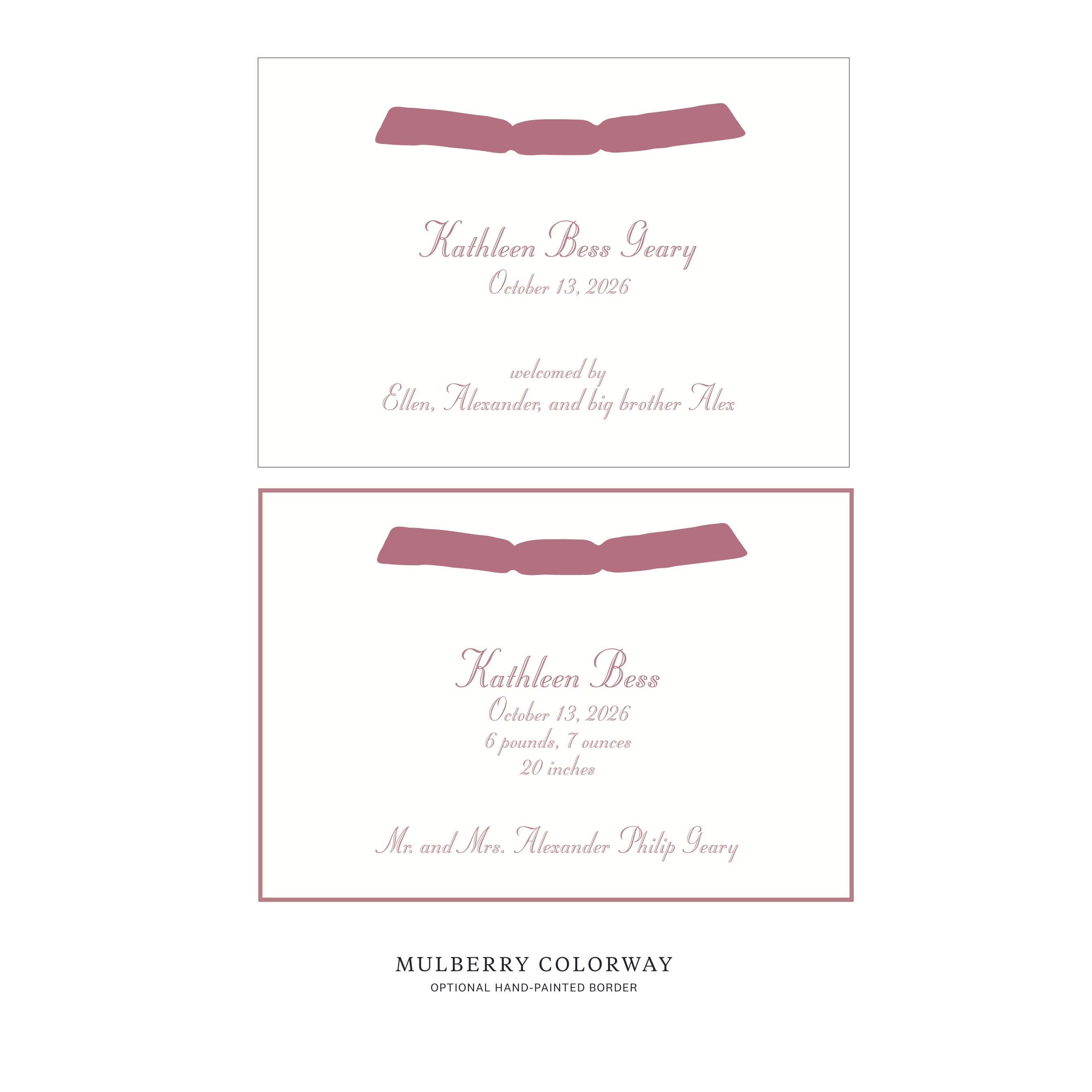 Mayfair Ribbon Birth Announcement
