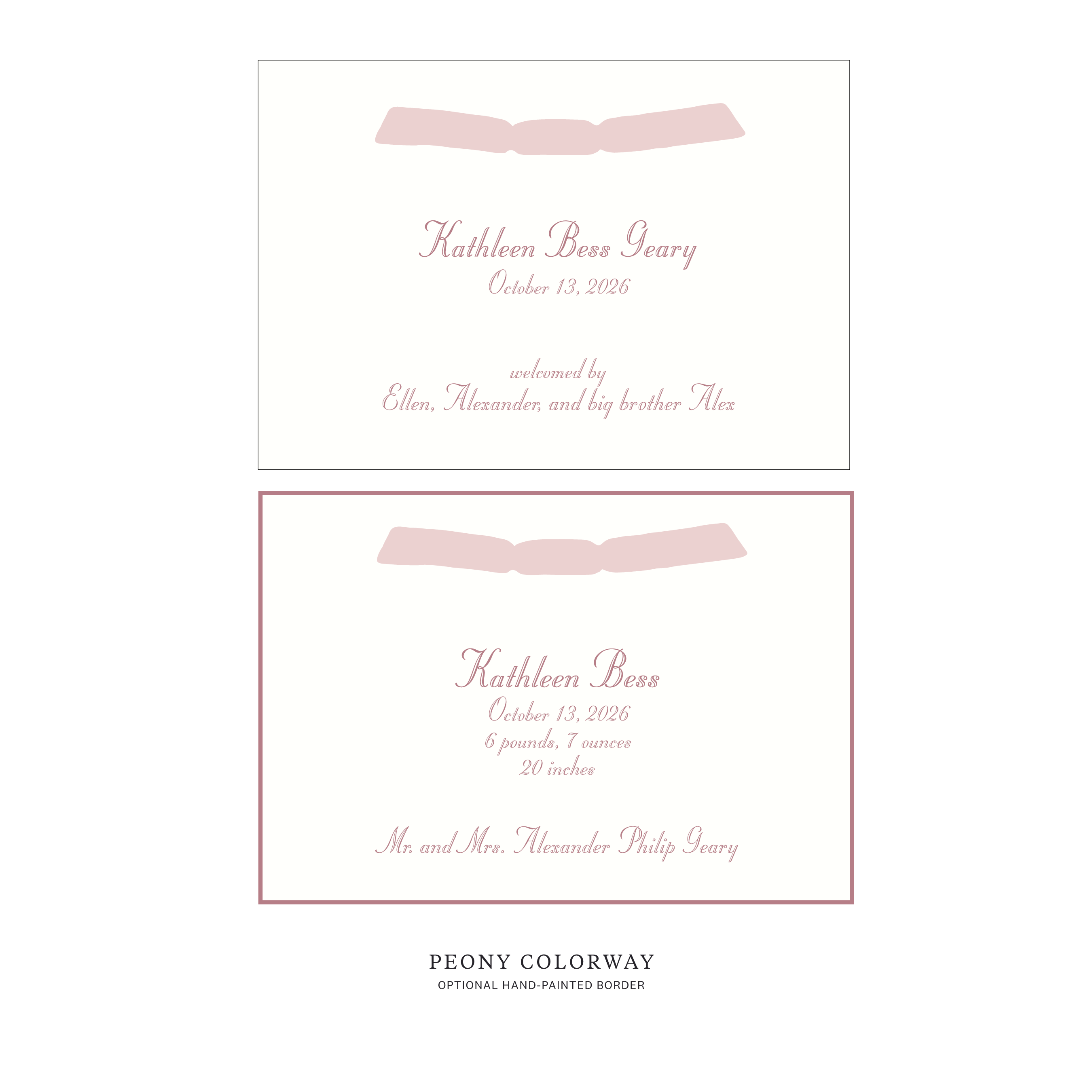 Mayfair Ribbon Birth Announcement