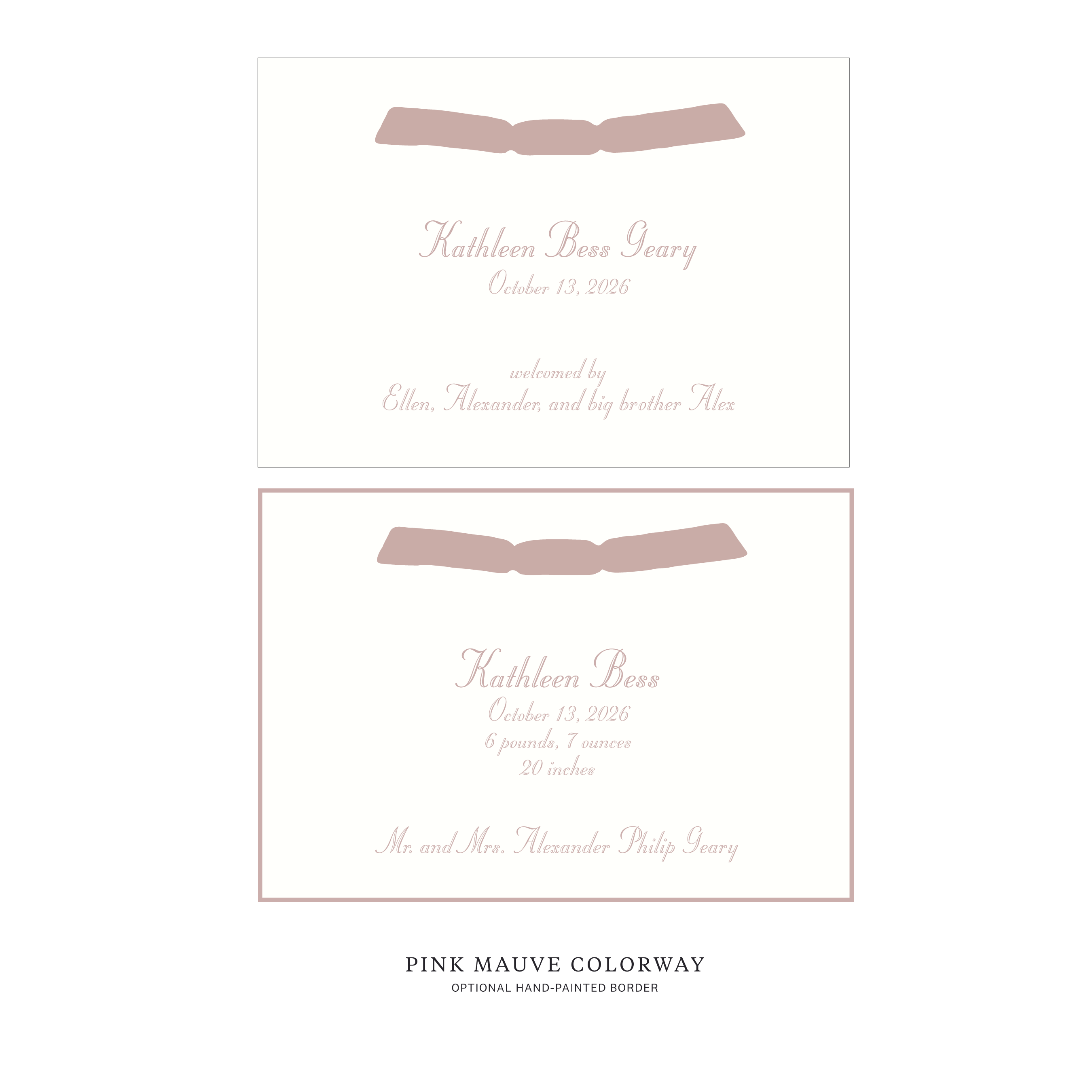 Mayfair Ribbon Birth Announcement