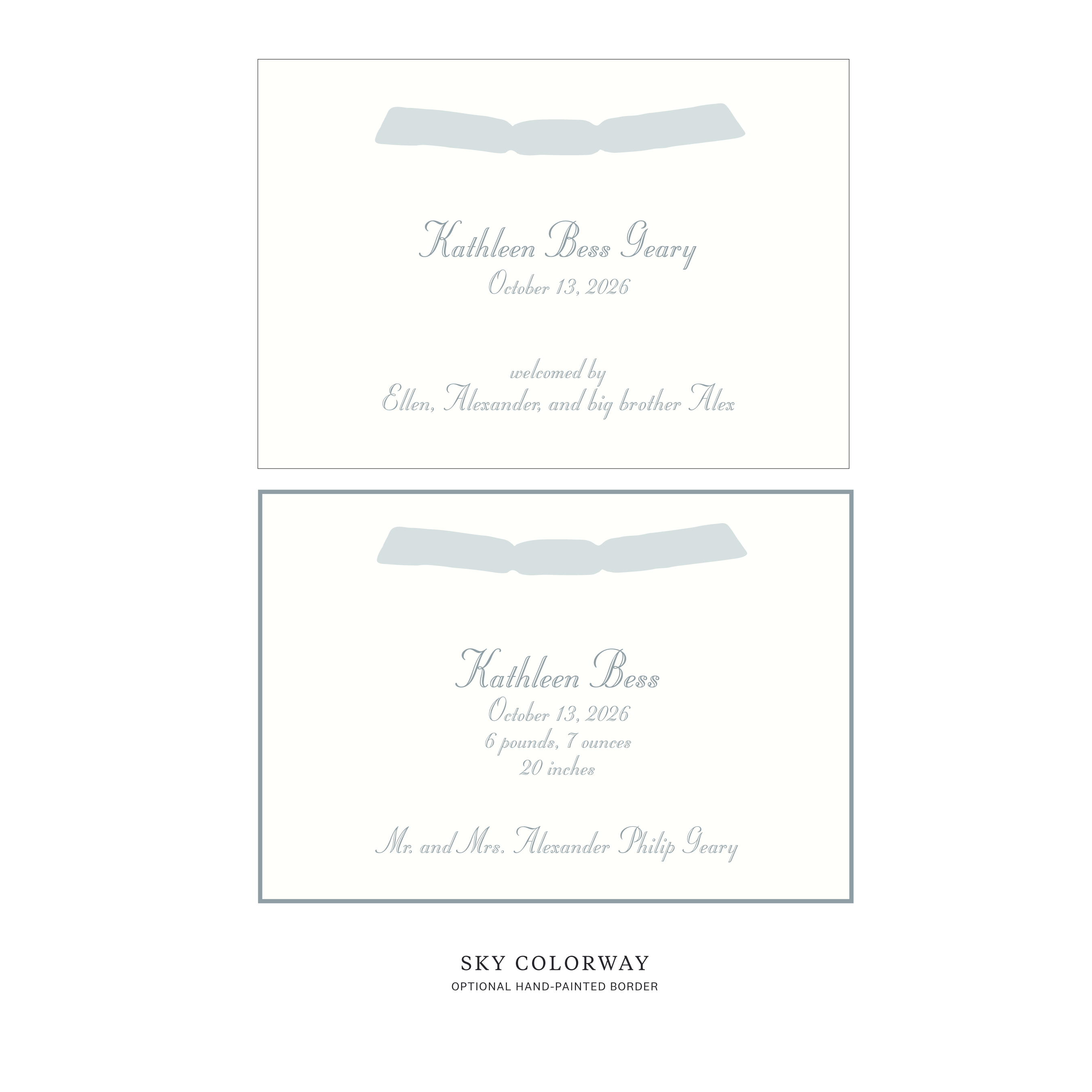 Mayfair Ribbon Birth Announcement