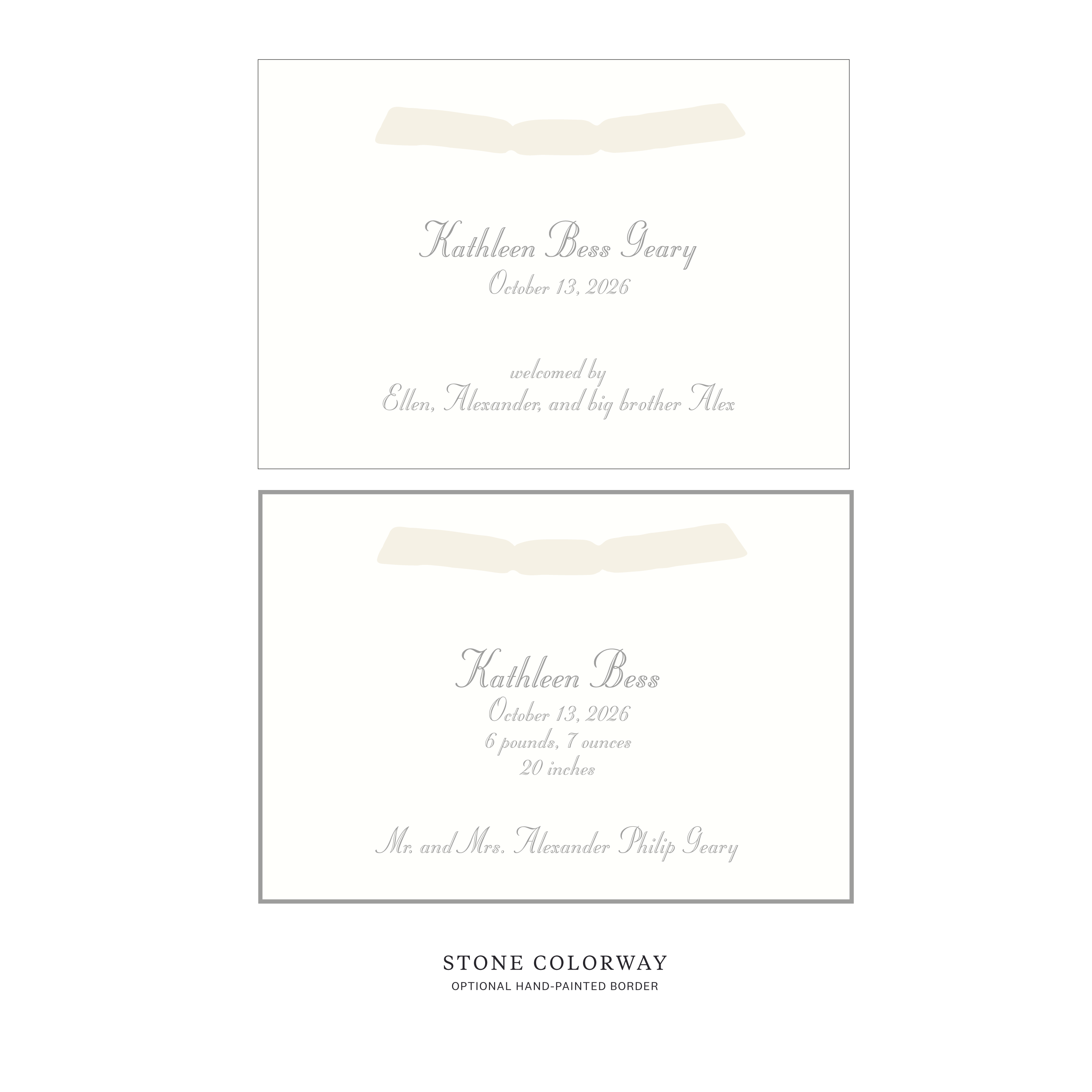 Mayfair Ribbon Birth Announcement