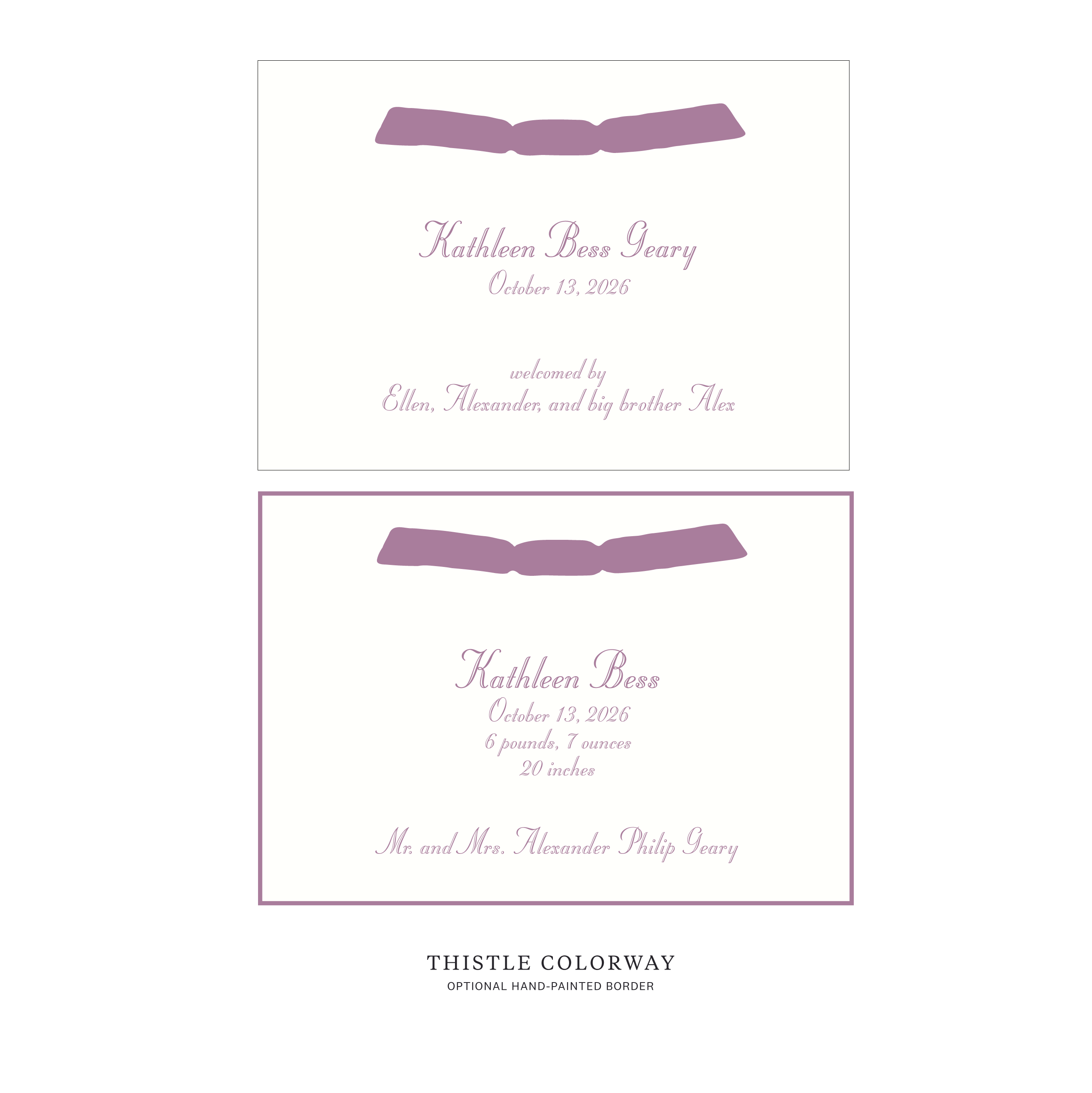 Mayfair Ribbon Birth Announcement