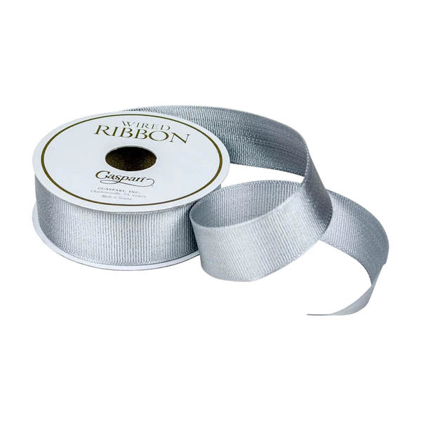 Silver Metallic Wired Grosgrain Ribbon