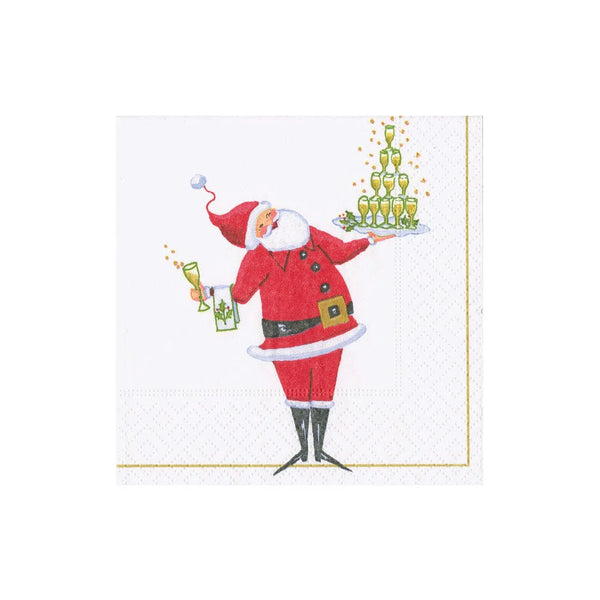 Santa Serving Cocktails Caspari Cocktail Napkin