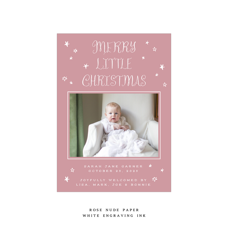 Walter Engraved Birth Announcement Medium Holiday Card