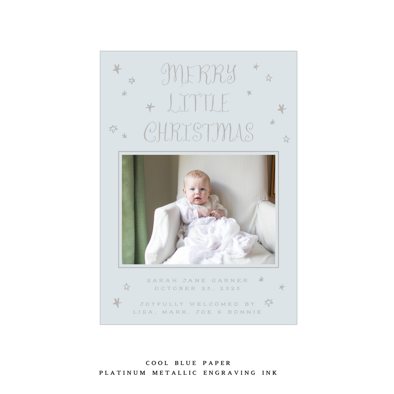 Walter Engraved Birth Announcement Medium Holiday Card