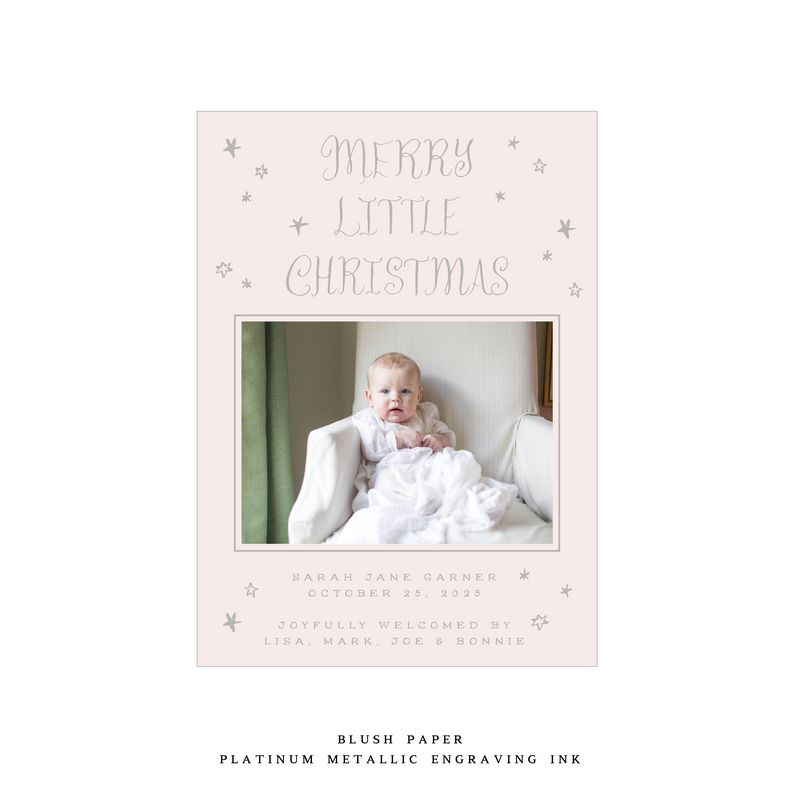 Walter Engraved Birth Announcement Medium Holiday Card