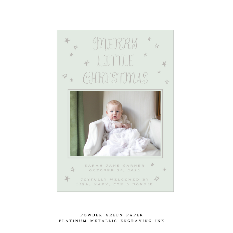 Walter Engraved Birth Announcement Medium Holiday Card
