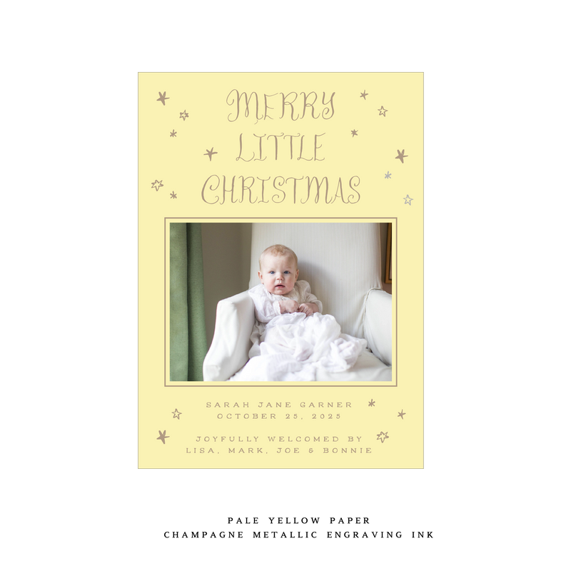 Walter Engraved Birth Announcement Medium Holiday Card
