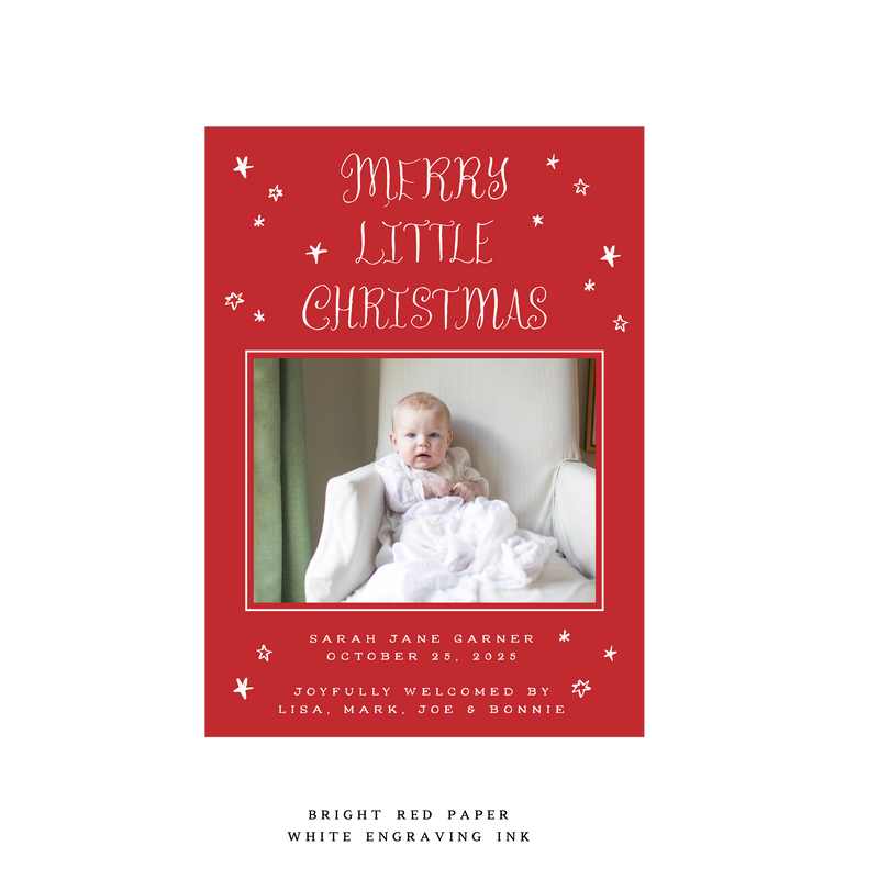 Walter Engraved Birth Announcement Medium Holiday Card