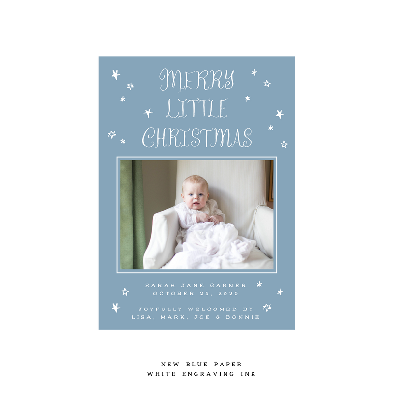 Walter Engraved Birth Announcement Medium Holiday Card